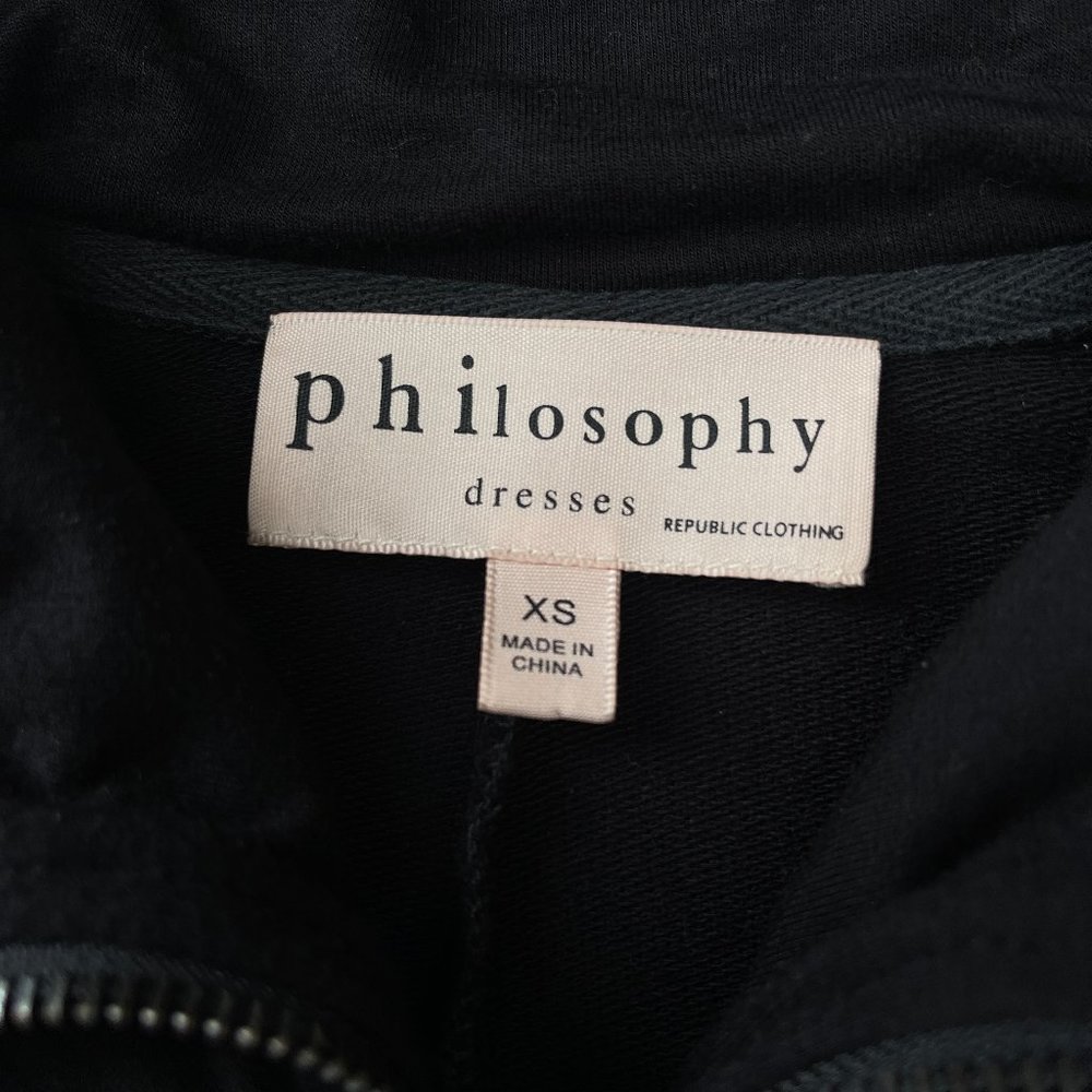 Philosophy Black Sleeve Half Zip Mesh Pockets Casual Dress - Picture 10 of 16